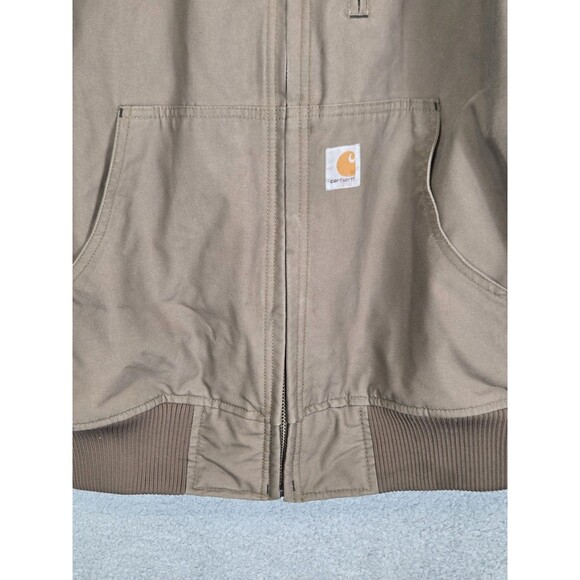 Carhartt Jacket Mens Large Brown Hooded Canvas Quick Duck Full Zip Workwear Coat - Picture 4 of 15